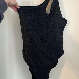 Old Navy Black Sparkle One-Shoulder Bodysuit / Swimsuit